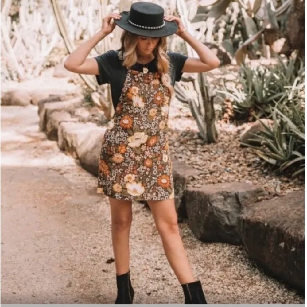 Spell & the Gypsy Desert Daisy Pinafore Overall Boho Dress (Small)